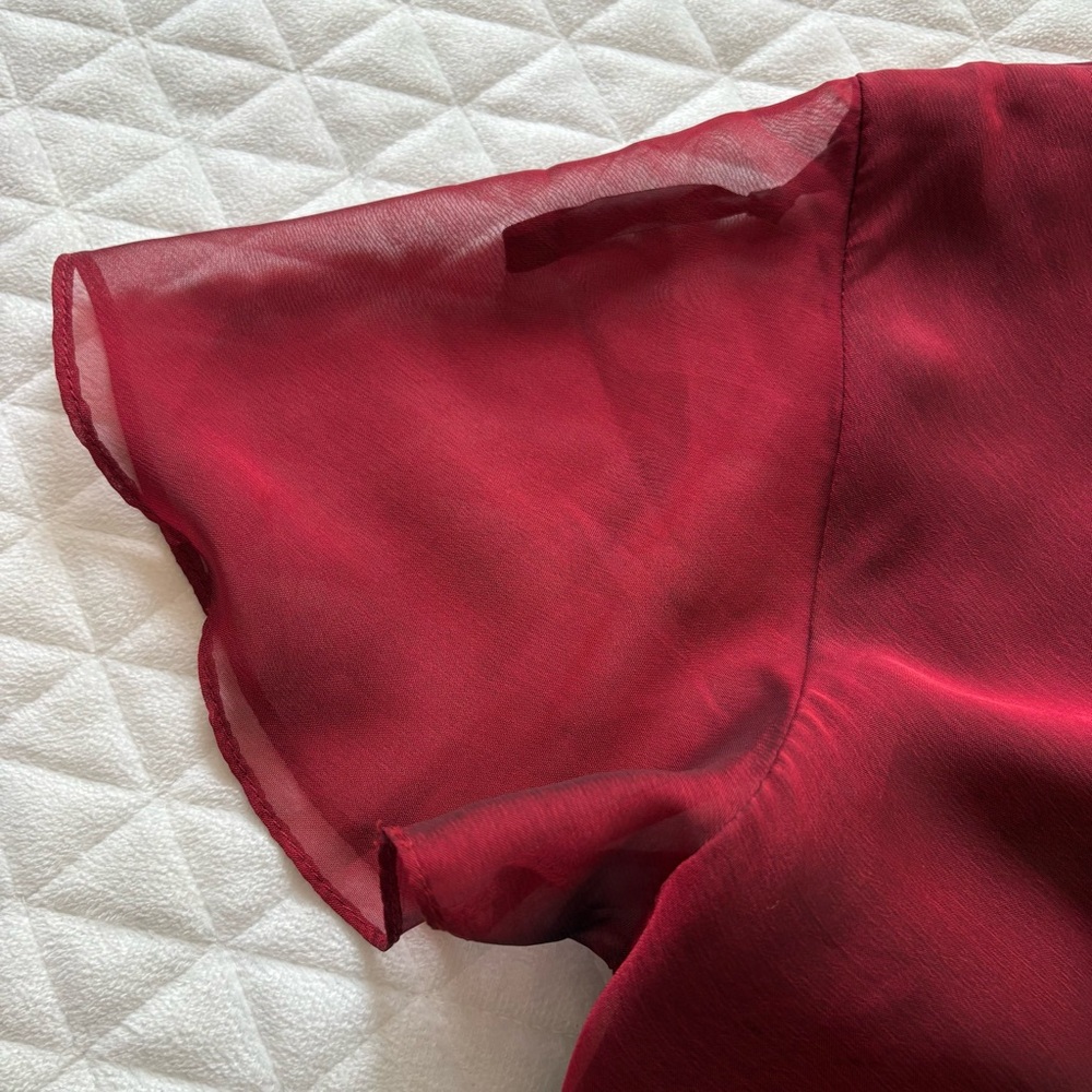 VTG Donna Ricco Dress Size 14 Red Black Rose Brooch Asymmetric Hem Dark Romantic - Picture 6 of 15